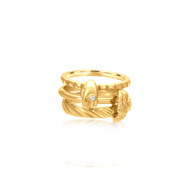 Snake Helping Hands Ring 3-Band